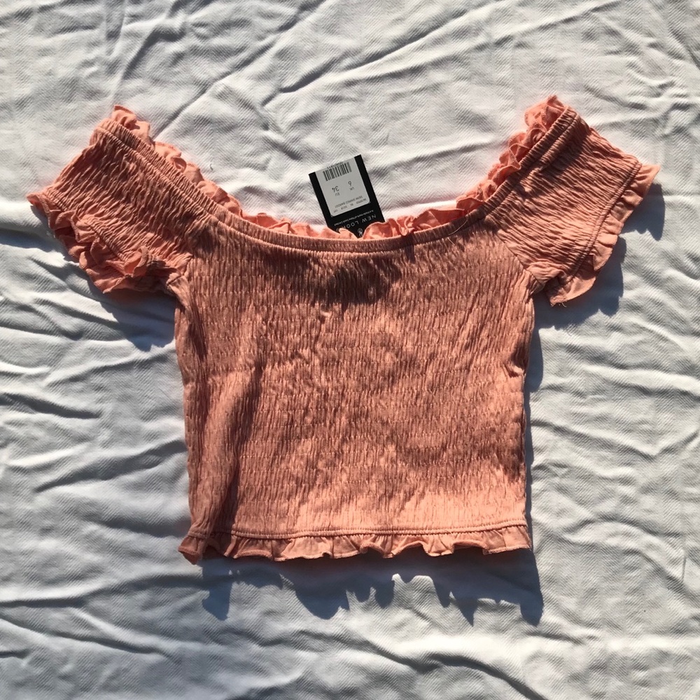NWT Baby Pink Off the Shoulder Crop Top